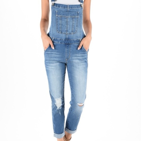 Kan Can Distressed Full-Length Overalls - Picture 2 of 8